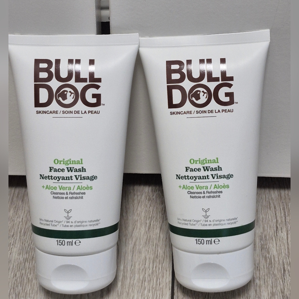 2 New Bulldog Original Face Wash with Aloe Vera For Men. 150ml X 2